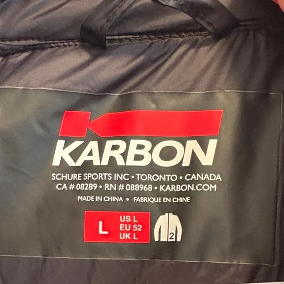Karbon Men's Size Large Black Puffer Jacket - Picture 2 of 8